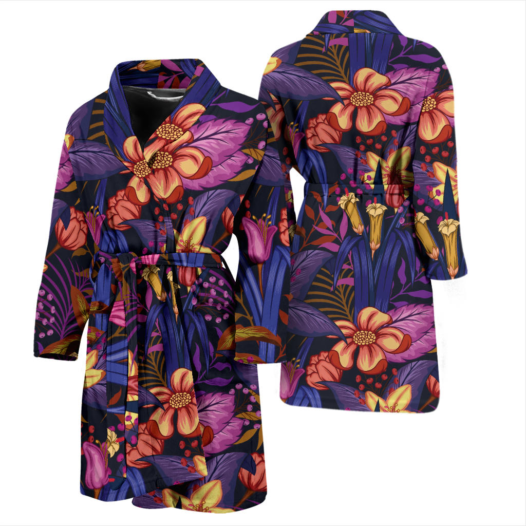 Lily Pattern Print Design LY016 Men Bathrobe