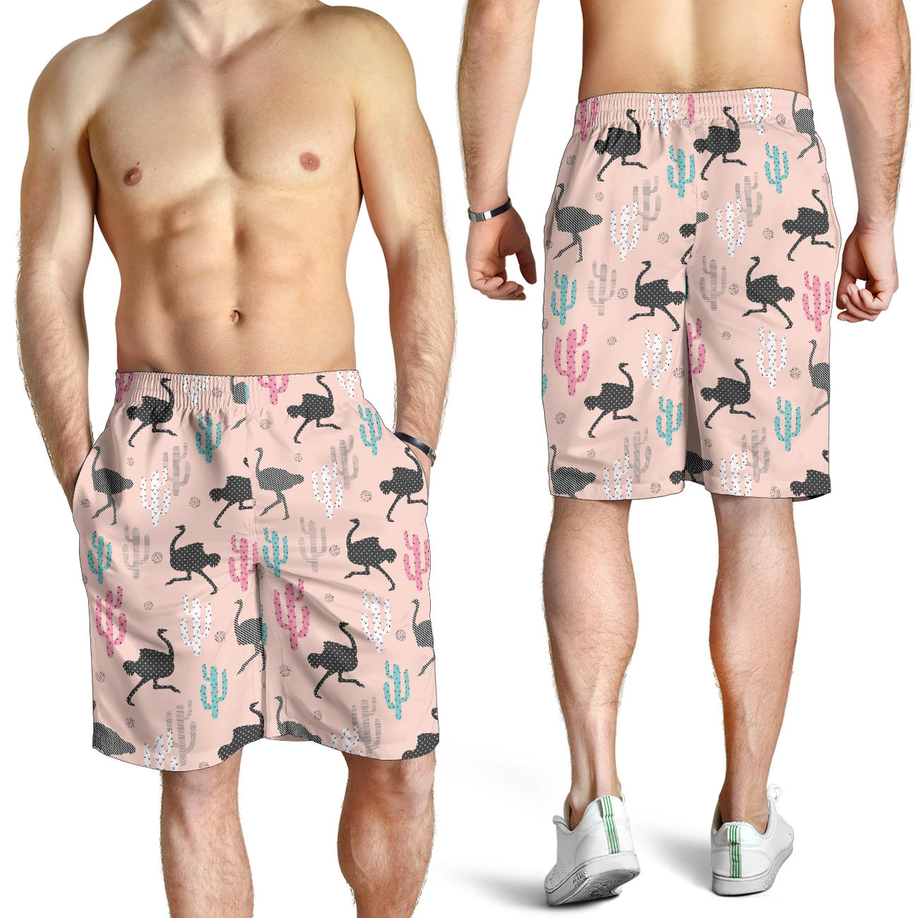 Ostrich Pattern Print Design 03 Mens Shorts