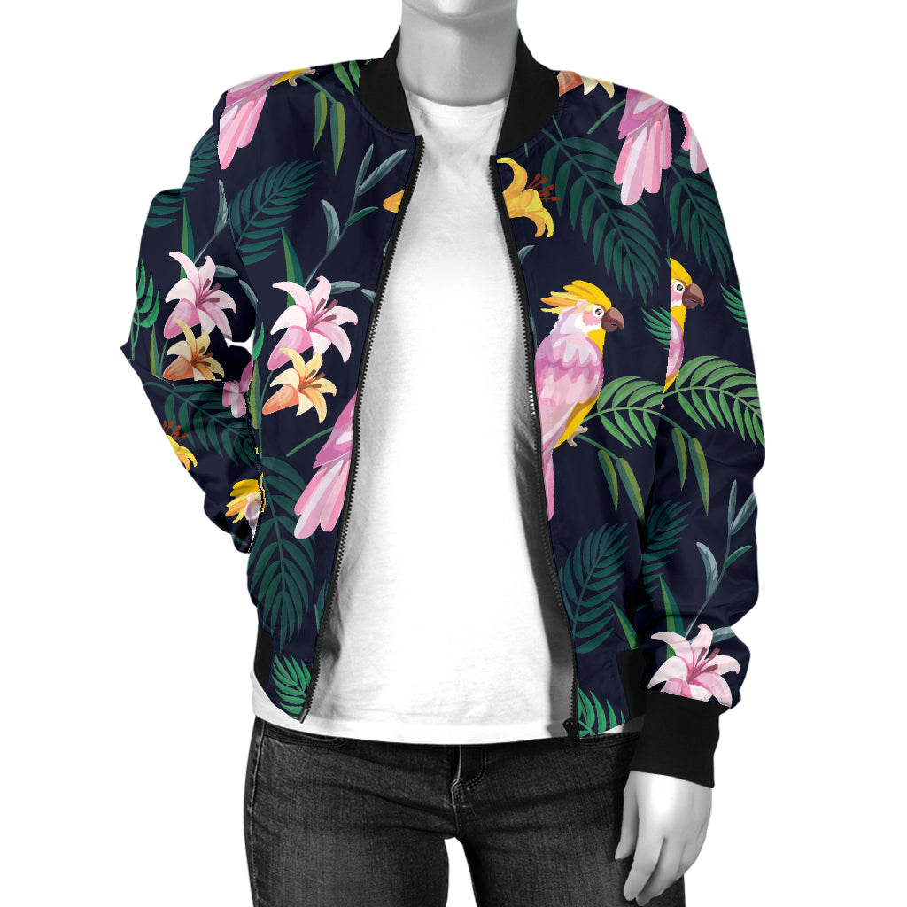 Cockatoo Pattern Print Design 03 Women's Bomber Jacket