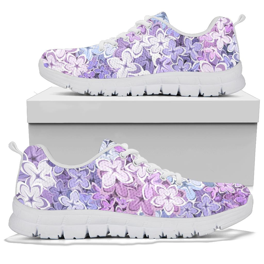 Lilac Pattern Print Design LI01 Sneakers White Bottom Shoes
