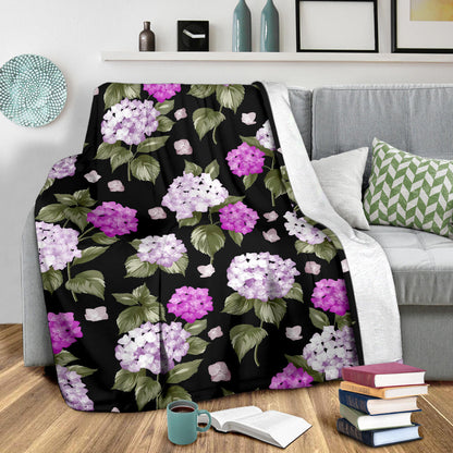 Hydrangea Pattern Print Design HD011 Fleece Blanket