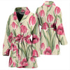 Tulip Pink Pattern Print Design TP06 Women Bathrobe