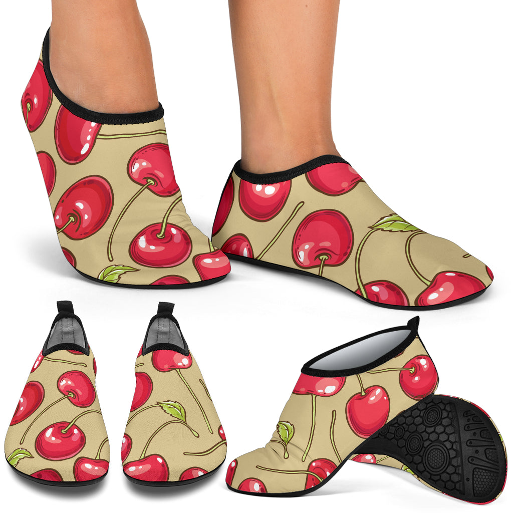 Cherry Pattern Print Design CH05 Aqua Water Shoes