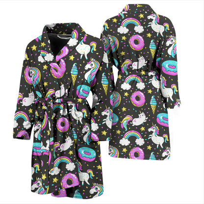 Donut Unicorn Pattern Print Design DN09 Men Bathrobe