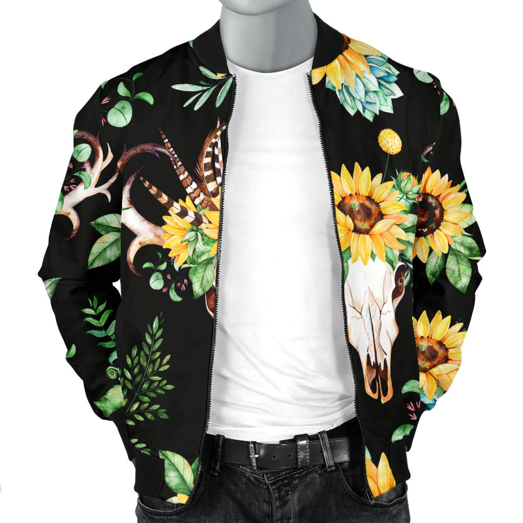Sunflower Pattern Print Design SF08 Men Bomber Jacket