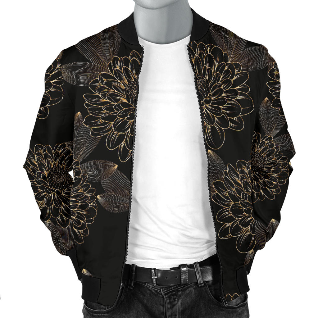 Dahlia Pattern Print Design DH04 Men Bomber Jacket