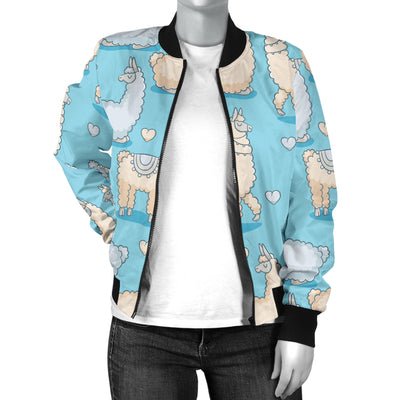 Alpaca Pattern Print Design 06 Women's Bomber Jacket