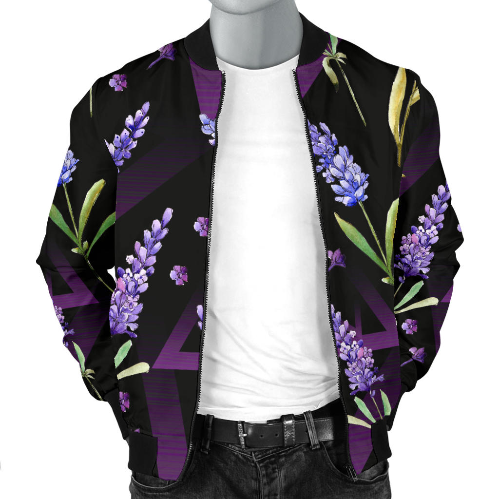 Lavender Pattern Print Design LV07 Men Bomber Jacket