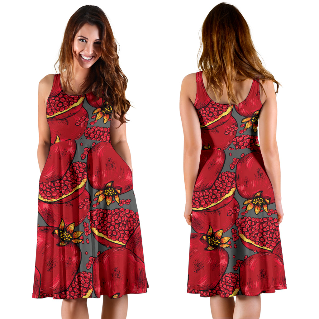 Pomegranate Pattern Print Design PG05 Midi Dress