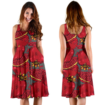 Pomegranate Pattern Print Design PG05 Midi Dress