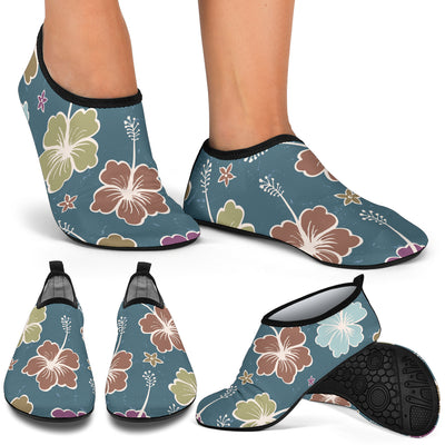 Hibiscus Pattern Print Design HB033 Aqua Water Shoes