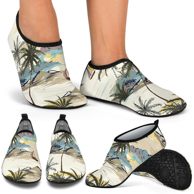 Palm Tree Beach Print Aqua Water Shoes