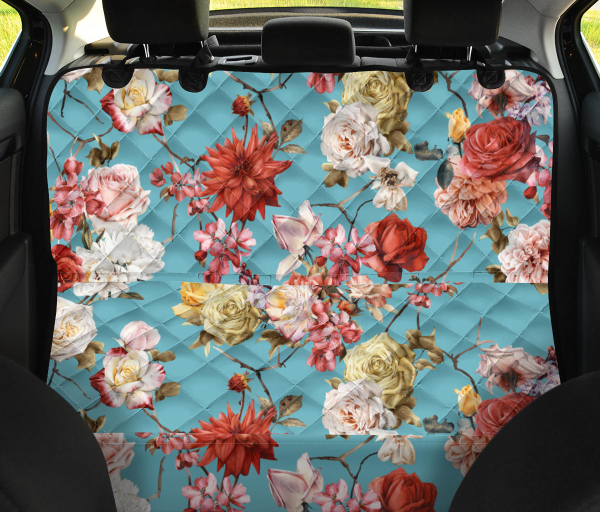 Summer Floral Pattern Print Design SF05 Rear Dog  Seat Cover
