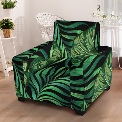 Green Fresh Tropical Palm Leaves Armchair Slipcover