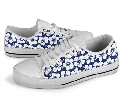 Hibiscus Pattern Print Design HB013 White Bottom Low Top Shoes