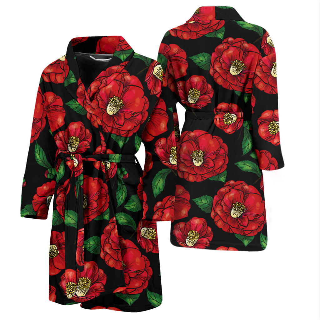 Camellia Pattern Print Design CM07 Men Bathrobe