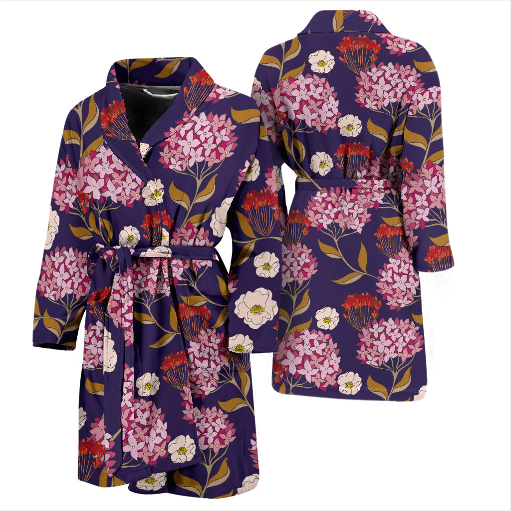 Hydrangea Pattern Print Design HD010 Men Bathrobe