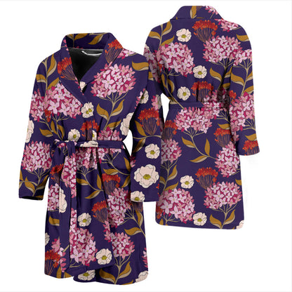 Hydrangea Pattern Print Design HD010 Men Bathrobe