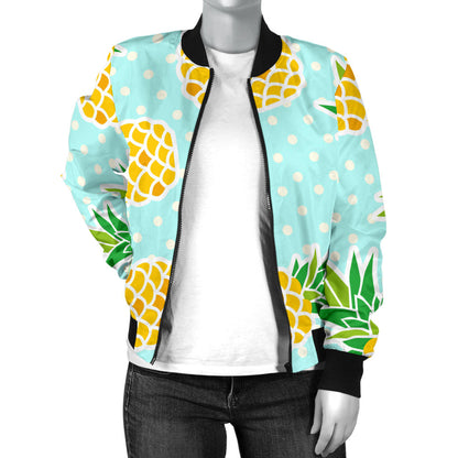 Pineapple Pattern Print Design PP01 Women Bomber Jacket