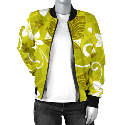 Hawaiian Themed Pattern Print Design H019 Women Bomber Jacket