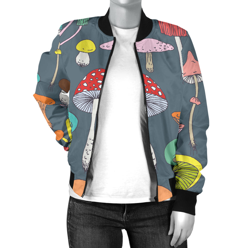 Mushroom Pattern Print Design A03 Women's Bomber Jacket