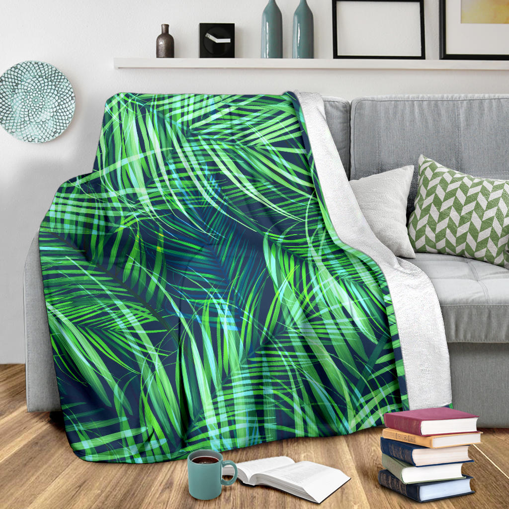 Palm Leaves Pattern Print Design PL02 Fleece Blanket