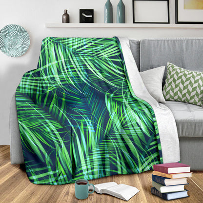 Palm Leaves Pattern Print Design PL02 Fleece Blanket