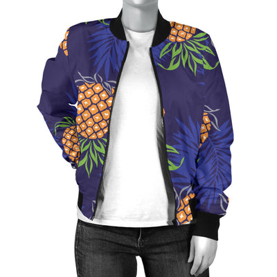 Pineapple Pattern Print Design PP02 Women Bomber Jacket