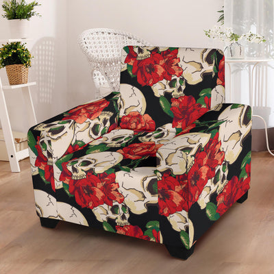 Skull Red Rose Armchair Slipcover