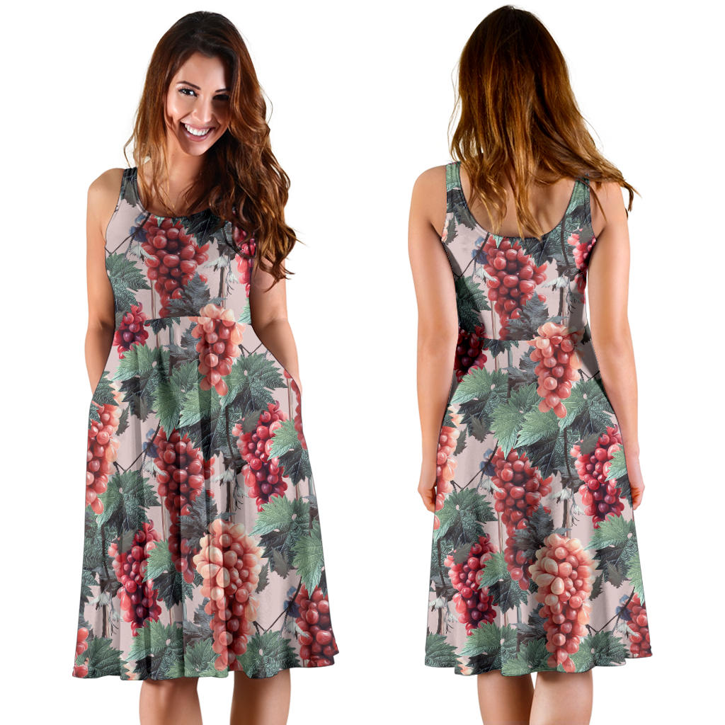 Grape Pattern Print Design GP01 Midi Dress