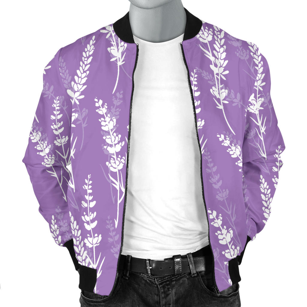Lavender Pattern Print Design LV08 Men Bomber Jacket