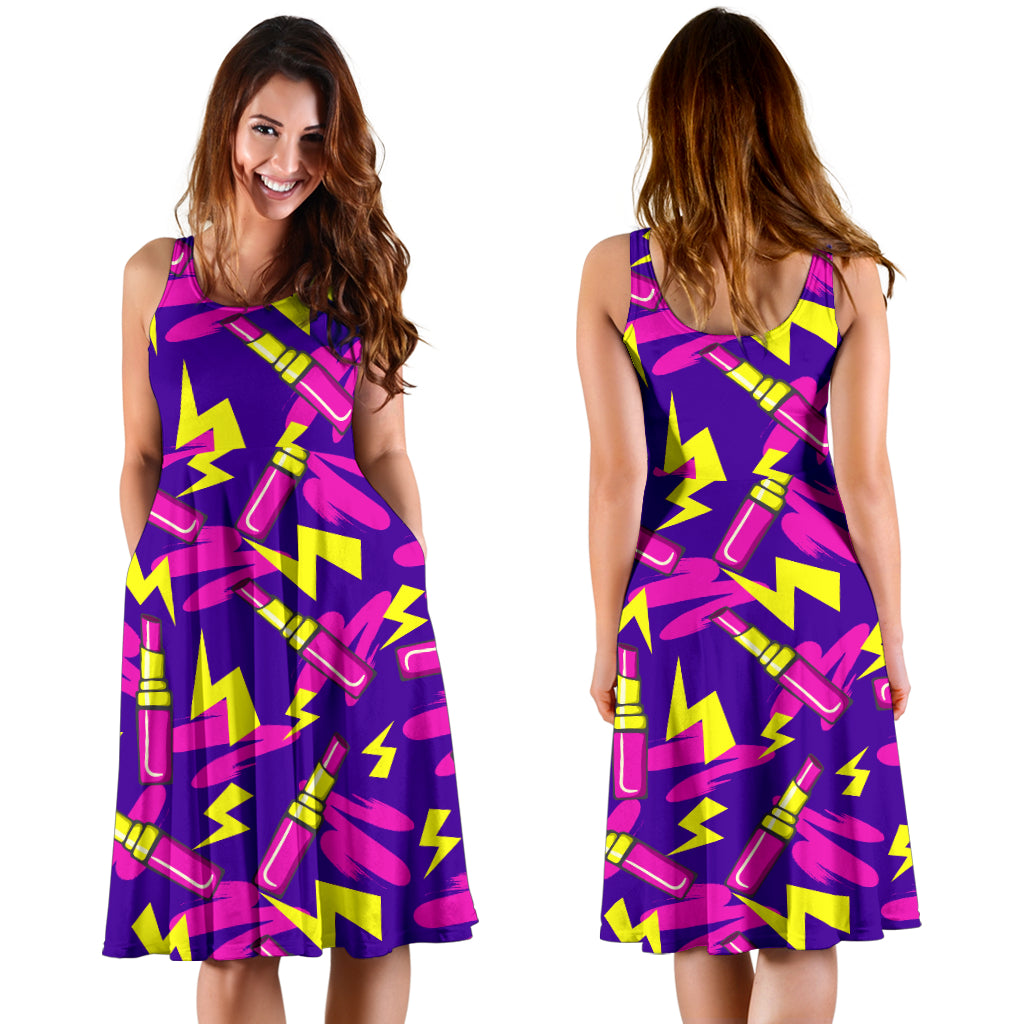 Lipstick Pattern Print Design LT04 Midi Dress