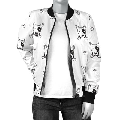 Bull Terriers Pattern Print Design 06 Women's Bomber Jacket