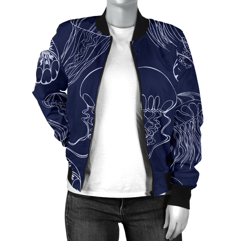 Jellyfish Pattern Print Design 05 Women's Bomber Jacket