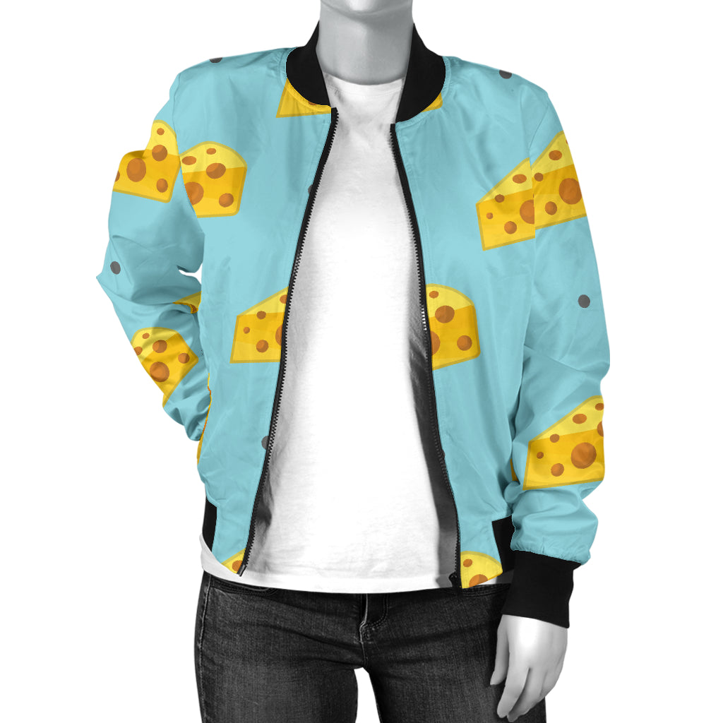 Cheese Pattern Print Design 02 Women's Bomber Jacket
