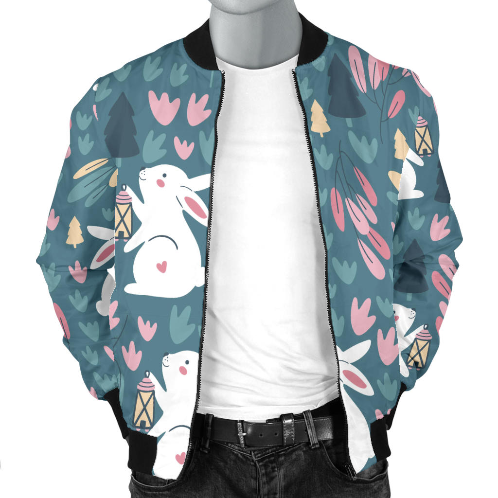 Rabbit Pattern Print Design RB013 Men Bomber Jacket
