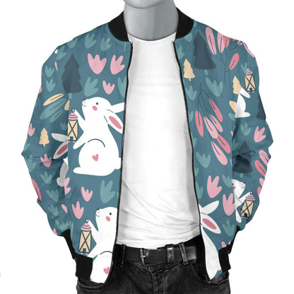 Rabbit Pattern Print Design RB013 Men Bomber Jacket