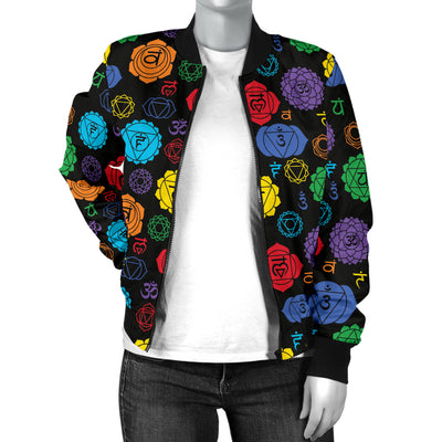 Chakra Pattern Print Design 01 Women's Bomber Jacket