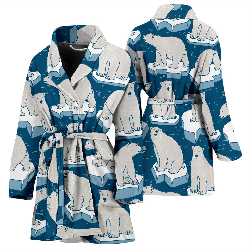 Polar Bear Pattern Print Design PB03 Women Bathrobe
