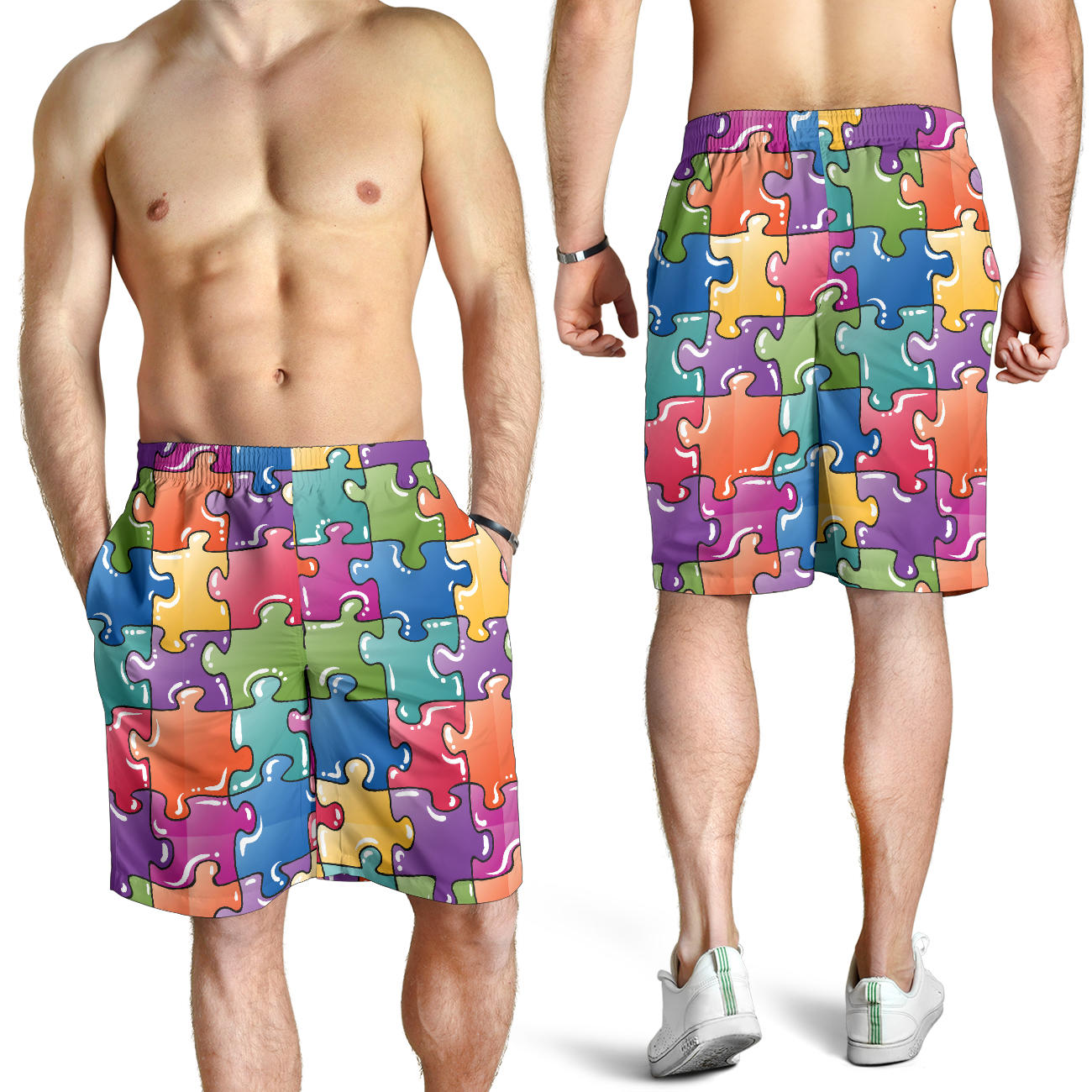 Puzzle Pattern Print Design A05 Mens Shorts