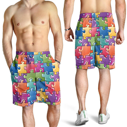 Puzzle Pattern Print Design A05 Mens Shorts