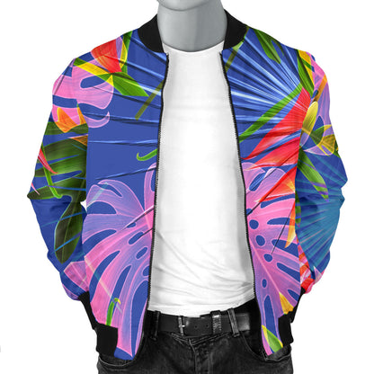 Tropical Flower Pattern Print Design TF025 Men Bomber Jacket