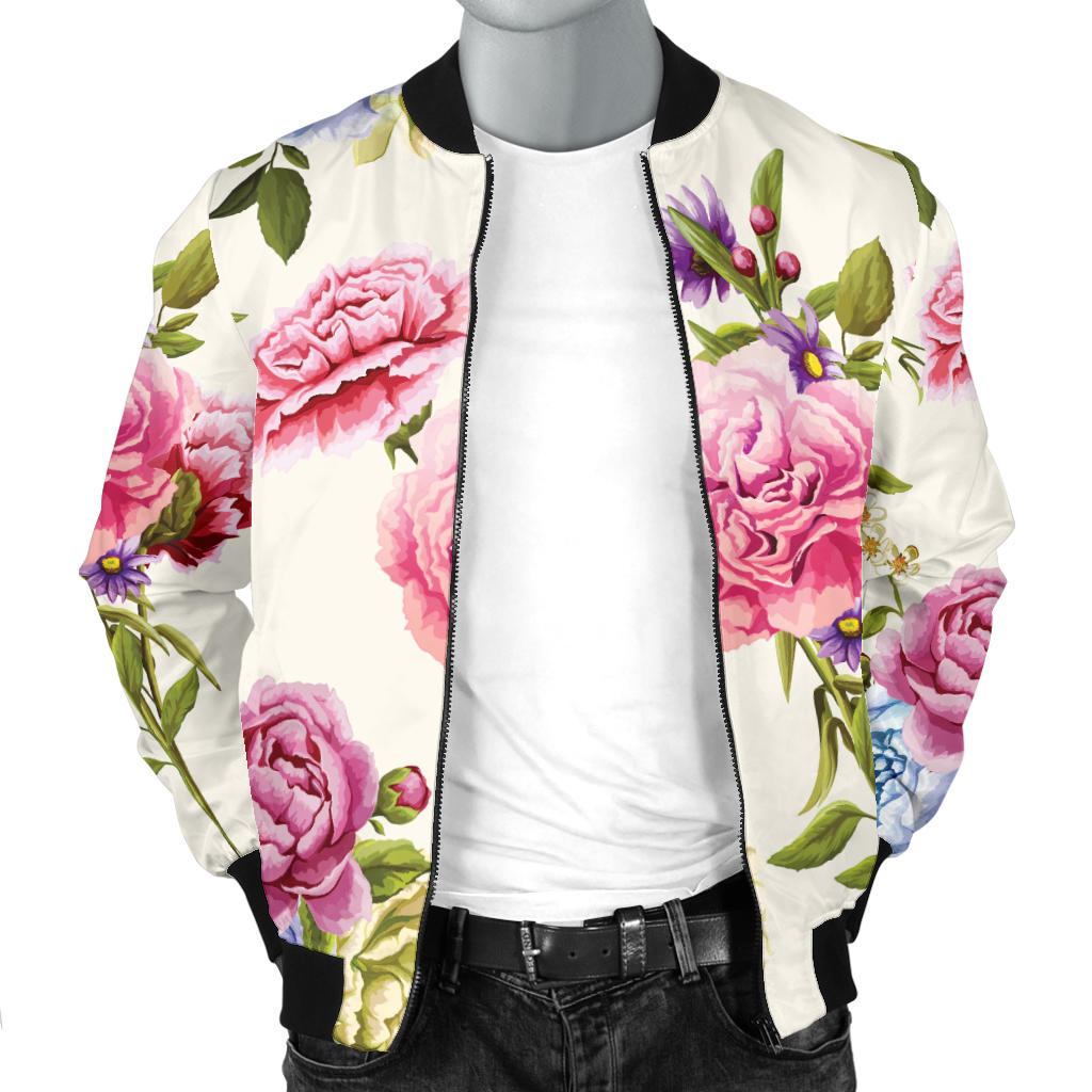 Carnations Pattern Print Design CN02 Men Bomber Jacket