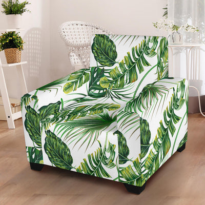 Green Pattern Tropical Palm Leaves Armchair Slipcover