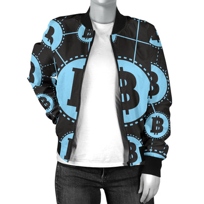 Cryptocurrency Pattern Print Design 02 Women's Bomber Jacket