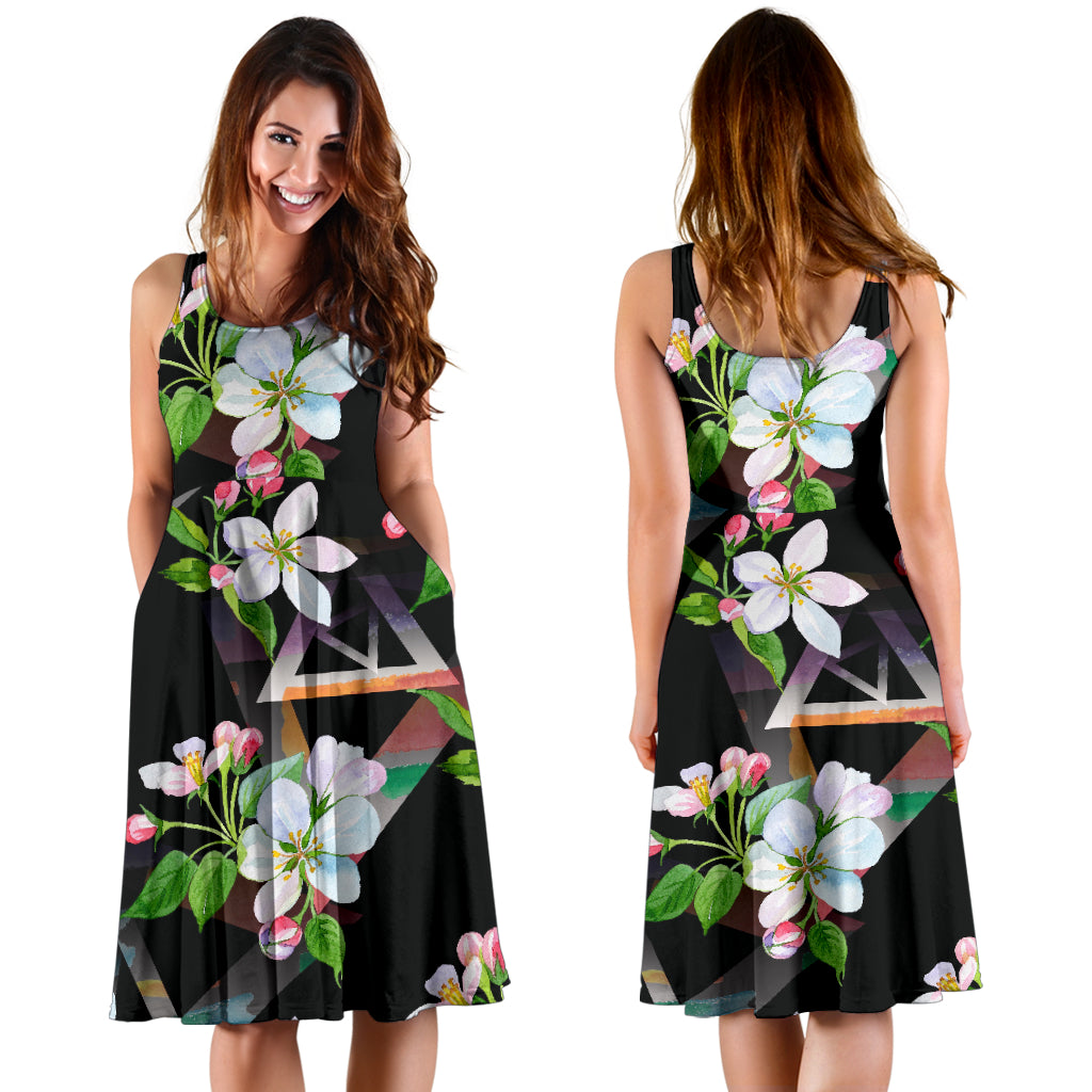 Apple blossom Pattern Print Design AB07 Midi Dress