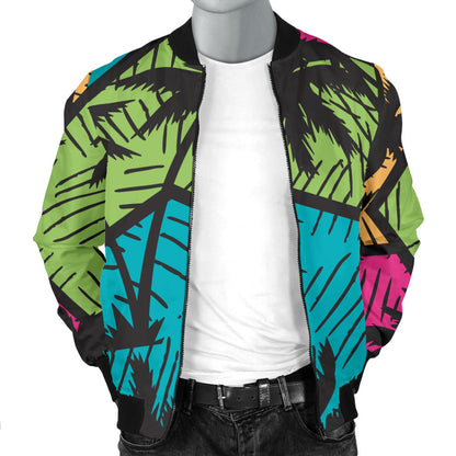 Palm Tree Pattern Print Design PT09 Men Bomber Jacket
