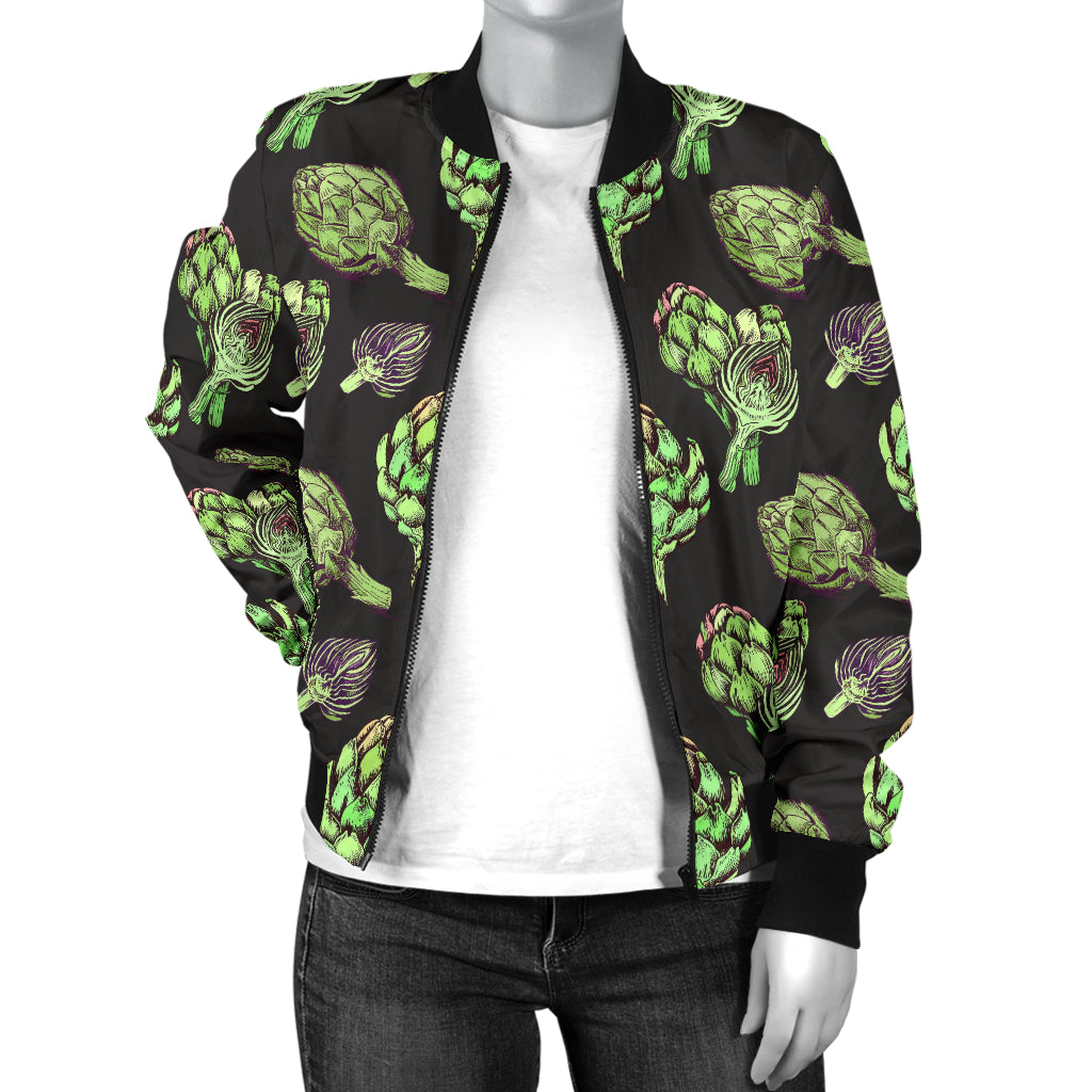 Artichoke Pattern Print Design 02 Women's Bomber Jacket