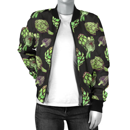 Artichoke Pattern Print Design 02 Women's Bomber Jacket