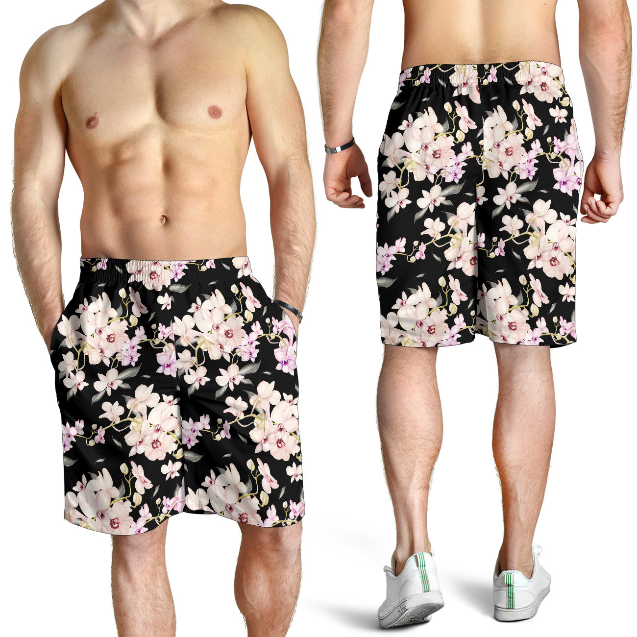 Orchid White Pattern Print Design OR03 Mens Shorts